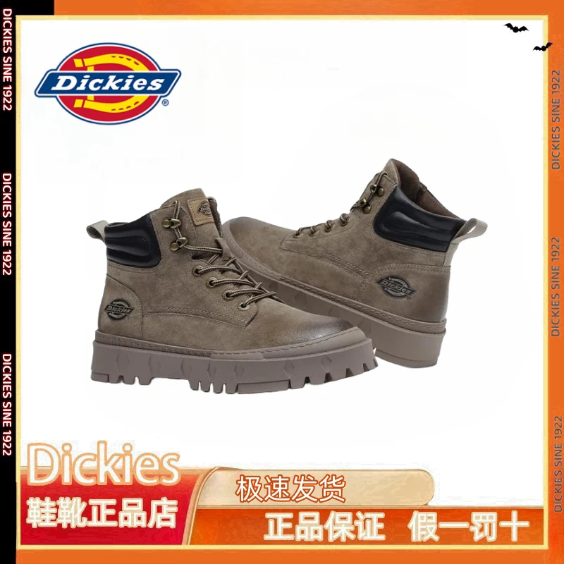 Dickies马丁靴2024秋冬新款真皮男靴舒适复古厚底增高短靴大黄靴