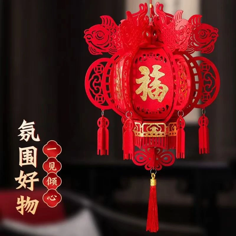 龙年春节元旦灯笼商场布置装饰灯笼室内无纺布红灯笼新年挂饰