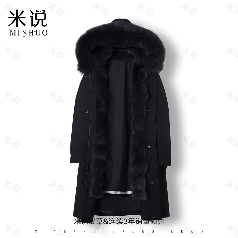 26518【琼玉狐狸毛】升级版狐狸毛大门襟派克服时尚加厚保暖可拆卸s