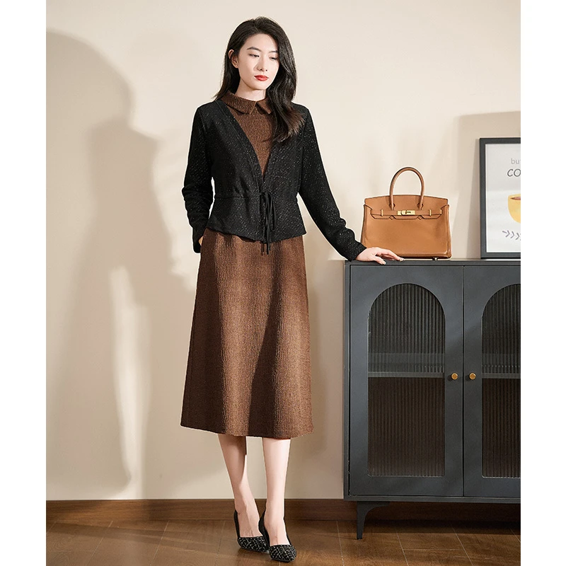 【两件套】迪欧芙轻奢优雅真两件2024秋冬新款时尚套装#QTZ17203