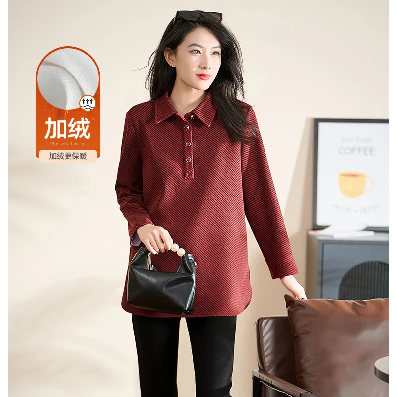 迪欧芙气质时尚宽松上衣2024冬季新款加绒百搭保暖卫衣#DSY87641