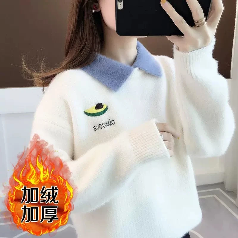 12岁女大童少女孩加厚保暖毛衣13高初中学生15针织衫套头打底衫女