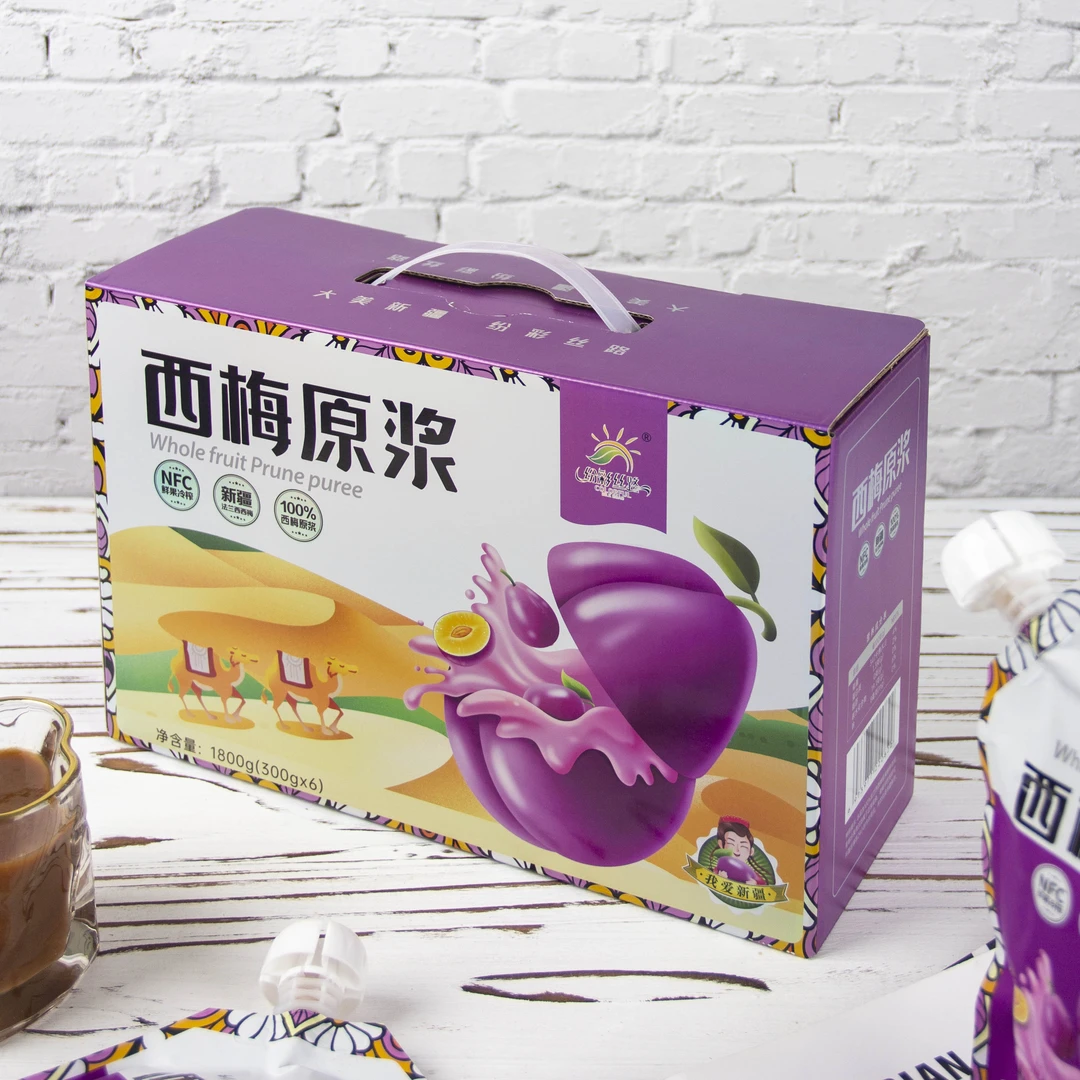 新疆特产NFC西梅原浆营养原汁美味鲜榨300g*6袋礼盒装产地直发