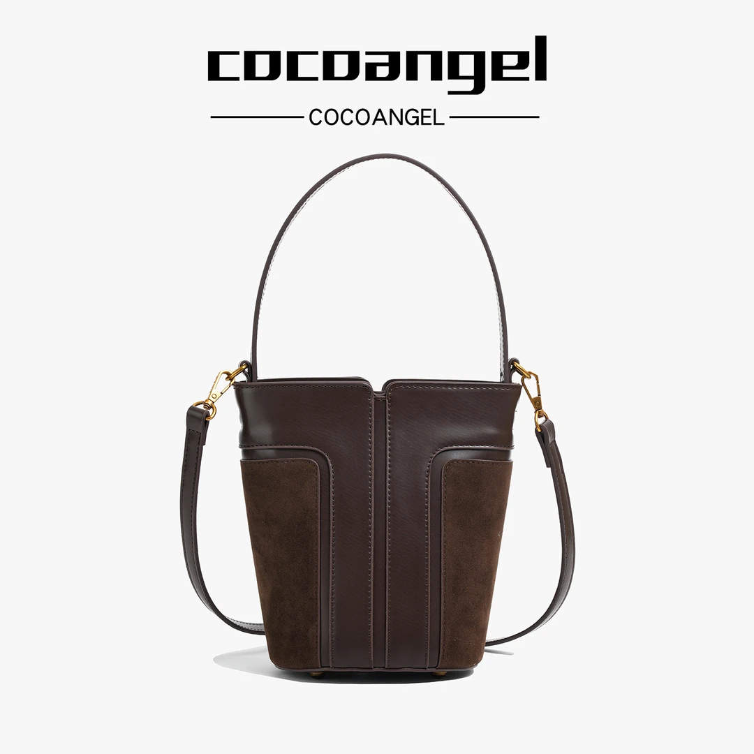 COCOangel2023新款秋冬女士时尚简约复古大容量包单肩斜挎包2307