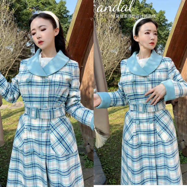 粉黛原创 千颂伊 加厚设计感柔美修身大衣保暖舒适冬季外套