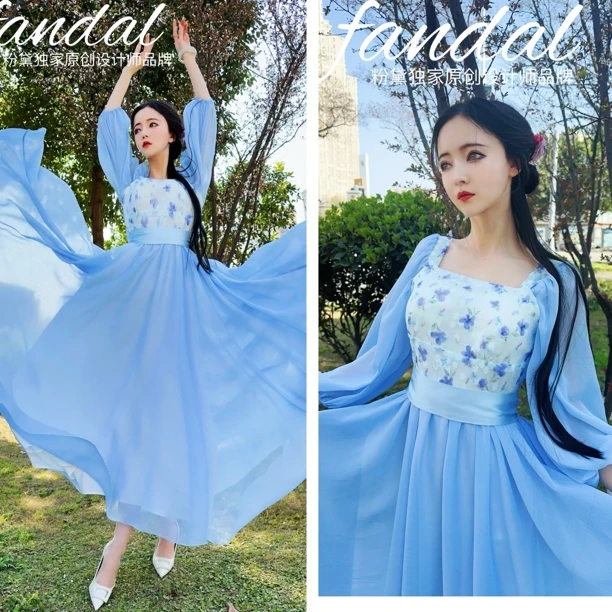 粉黛原创 南宫玉 法式重工刺绣高端设计感显瘦优雅连衣裙