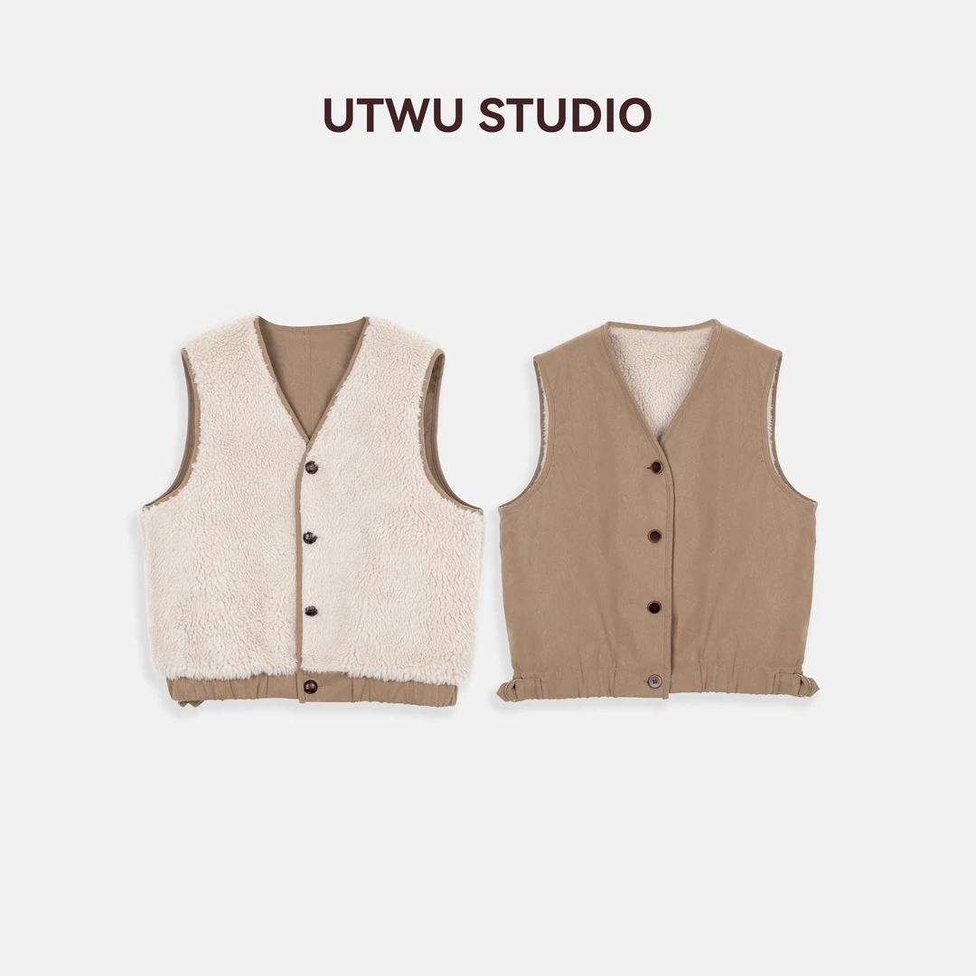 UTWU小敏「冬日摩卡」秋冬上新正反两穿设计感复古外搭马甲Q24W1080