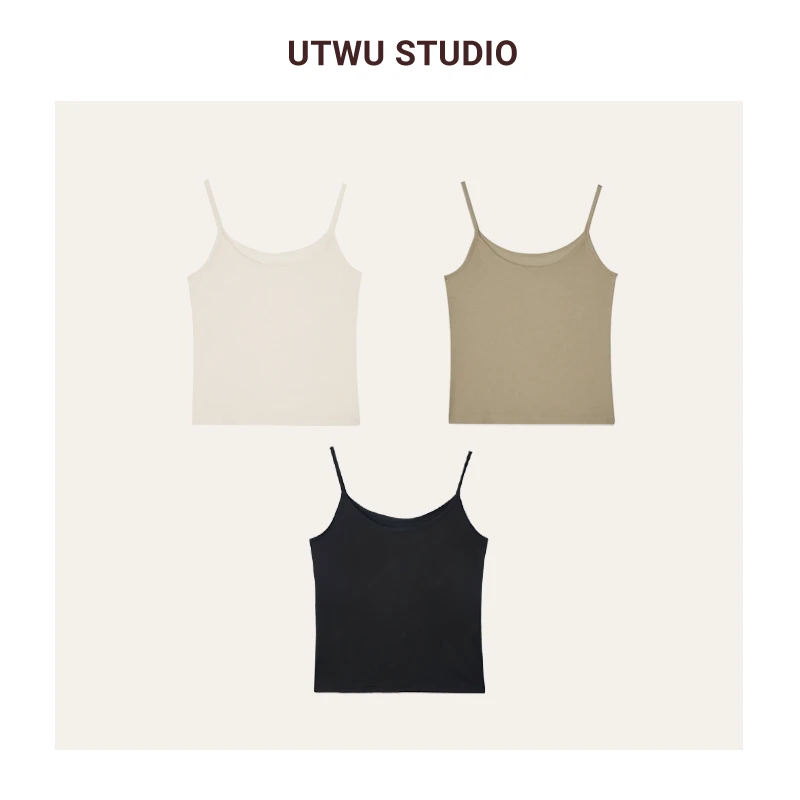 UTWU「基础优雅」简约基础天丝凉感气质透气吊带背心24CT039
