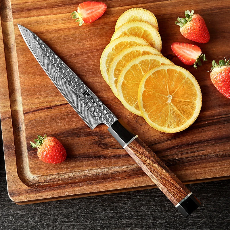 大马士革钢刀具6英寸万用刀厨房多功能小厨刀切片刀水果刀