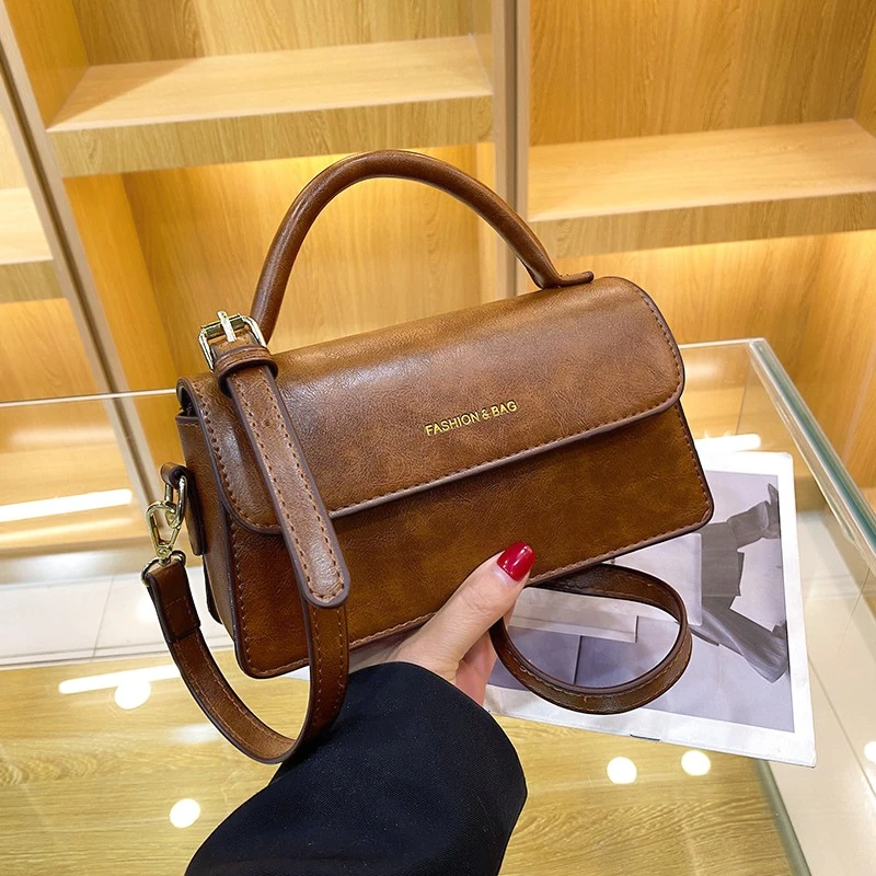 2023新款时尚大气女士手提包包女通勤包百搭简约轻奢小香风2564棕