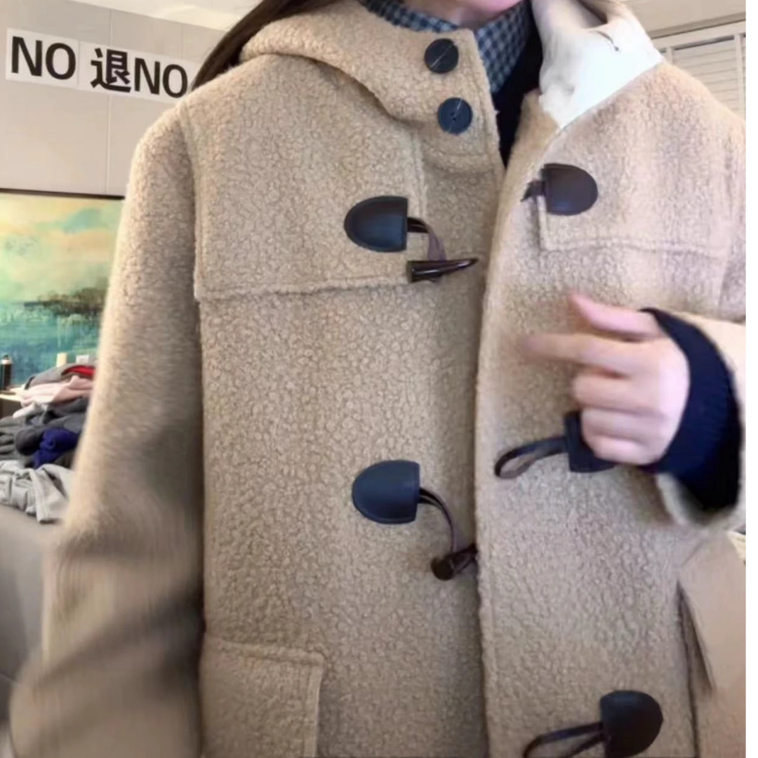 【NO退NO换】韩国东大门冬款双扣牛角扣大衣外套