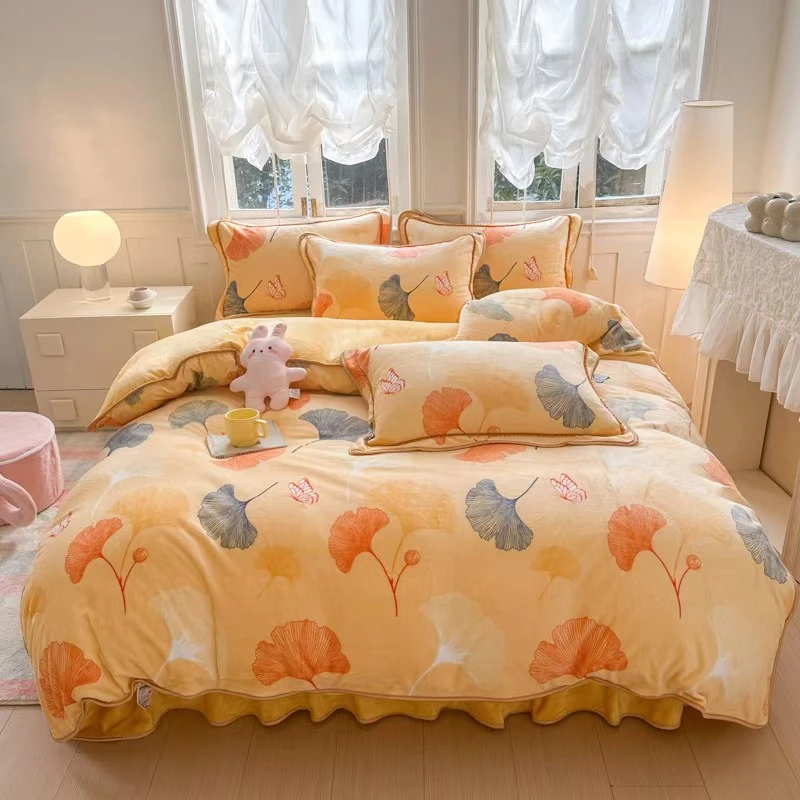 本诗朵牛奶绒四件套8斤重ins公主风家用床品秋冬家居床上用品