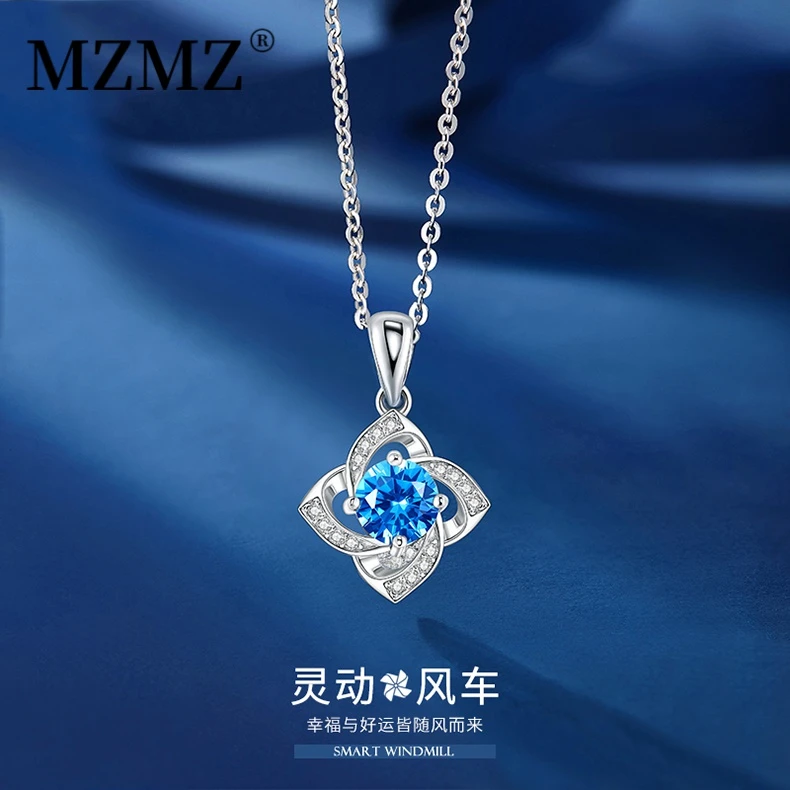 MZMZ 非金属合成锆石项链 四叶草项链女小众设计锁骨链情人节礼物