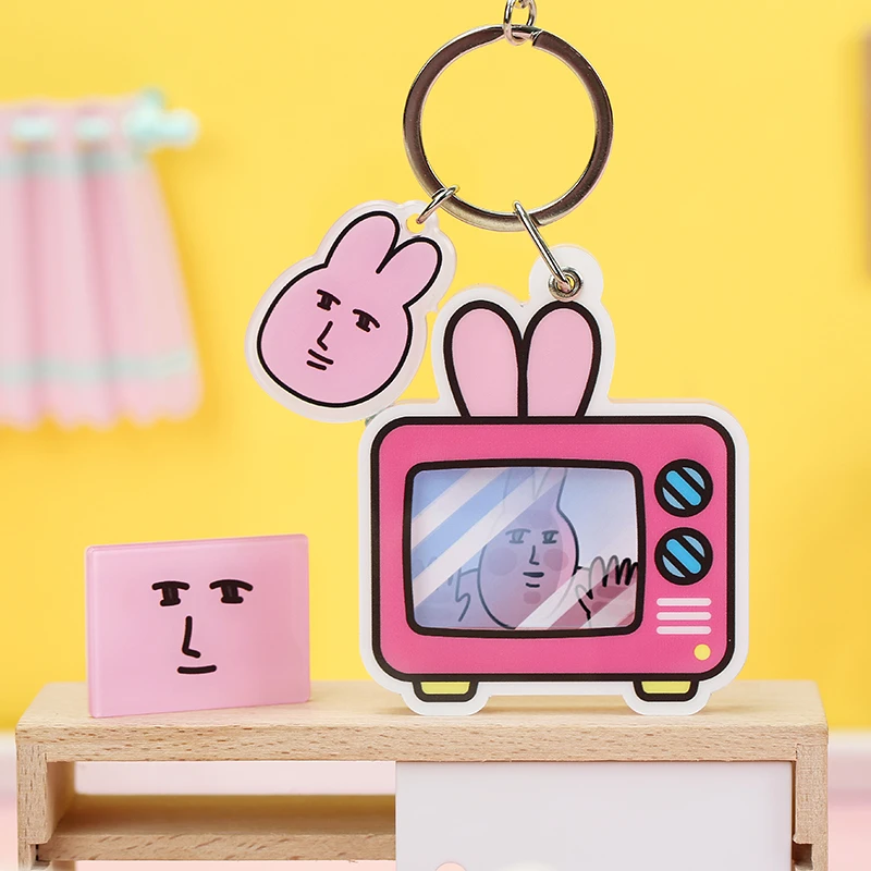 粉红兔子myfriend原创电视亚克力钥匙扣情侣包包挂件搞怪