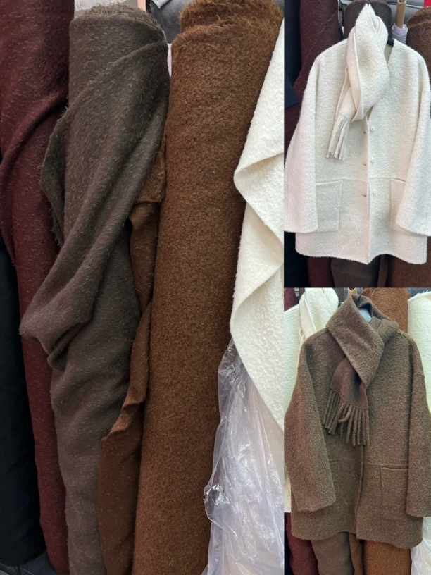 泰迪双面羊绒大衣面料纯色苏力羊驼绒羊毛毛圈毛呢外套布料可剥开