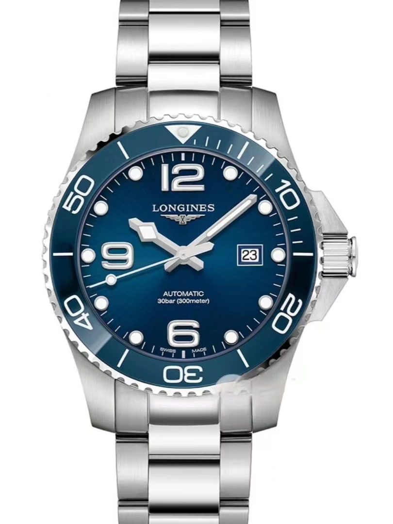 全新未使用 Longines/浪琴 尚世/康卡斯潜水蓝盘钢带L37814966