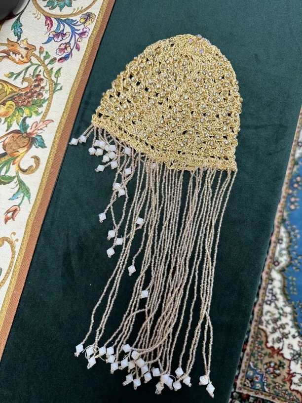 巴基斯坦手工编织帽子金色复古