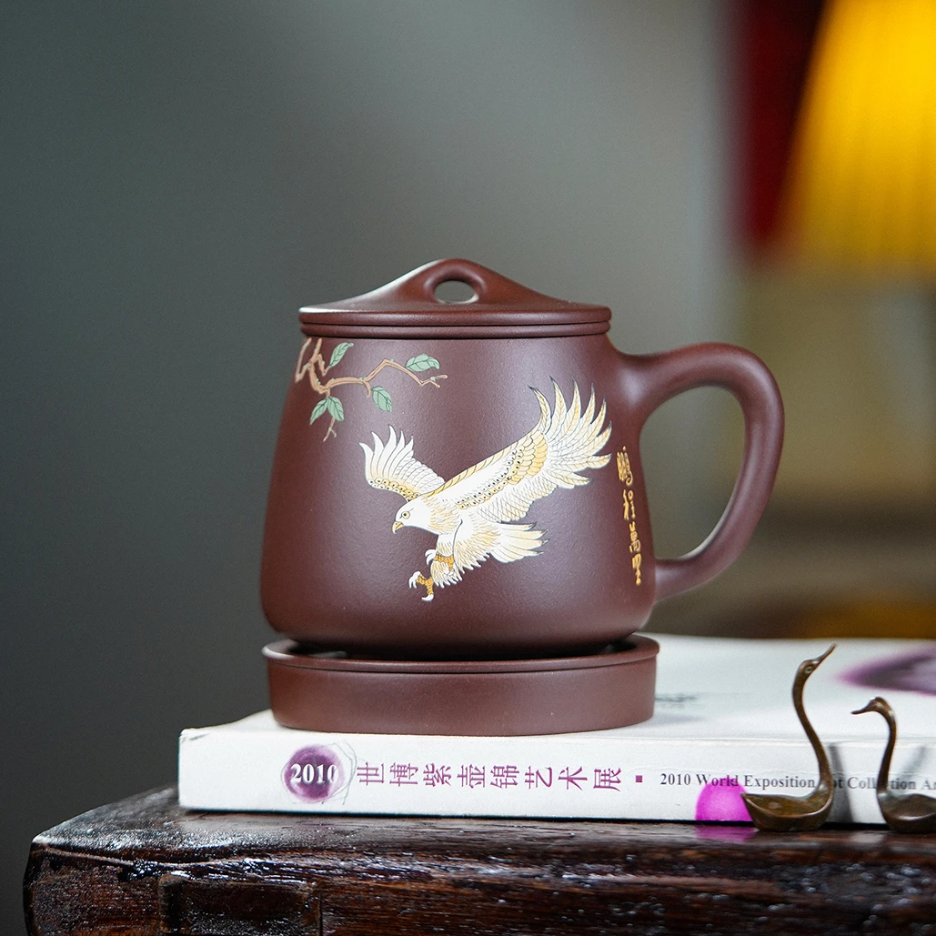 宜兴大号纯手工紫砂杯套杯主人杯高档家用送礼用陶瓷办公杯泡茶杯