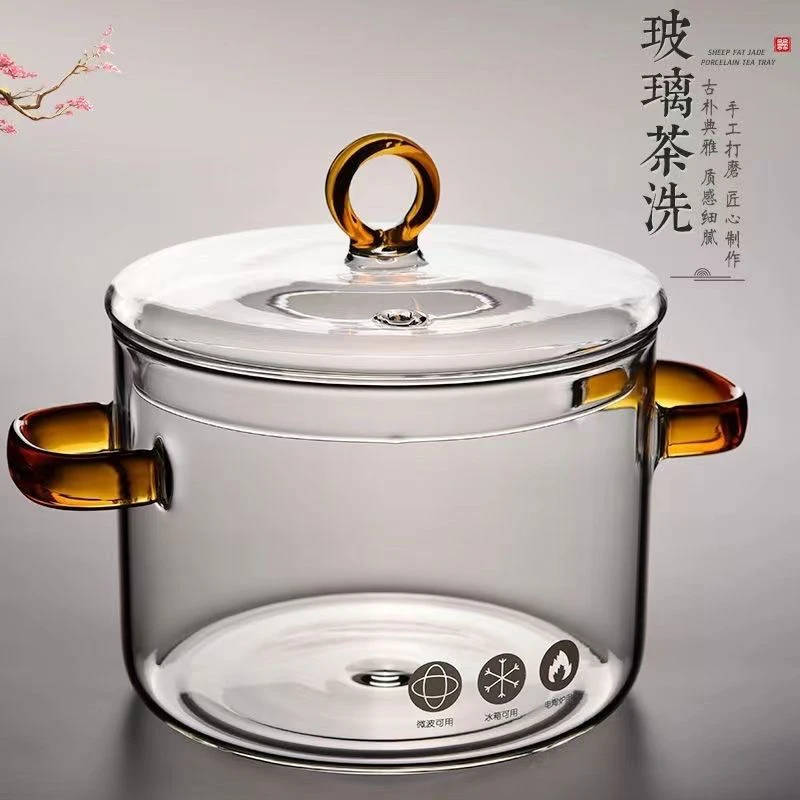 【海外仓】玻璃锅可加热汤锅高硼硅耐热玻璃炖盅家用炖盅锅泡面碗