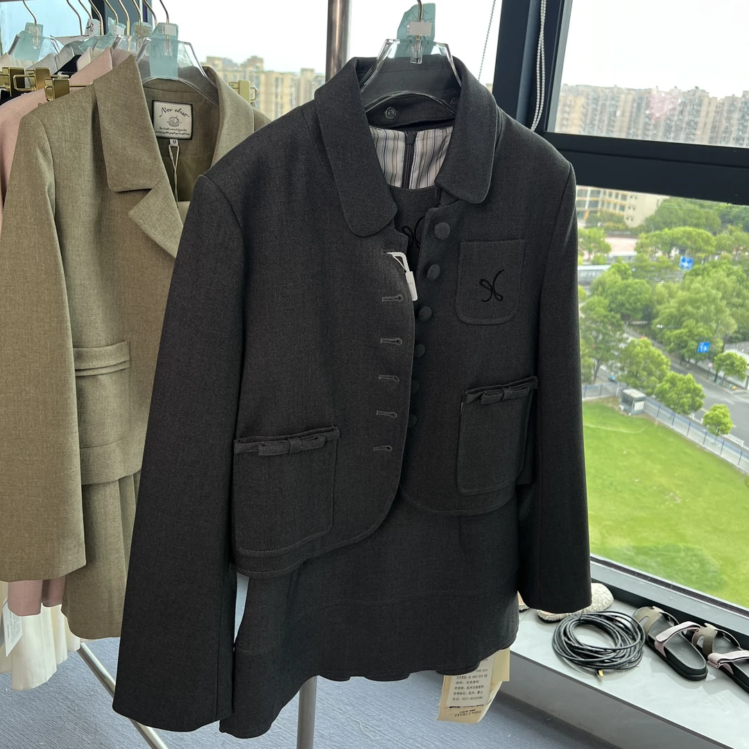 灰色休闲套装女2024新款春秋小个子显高时尚韩剧穿搭秋Q1