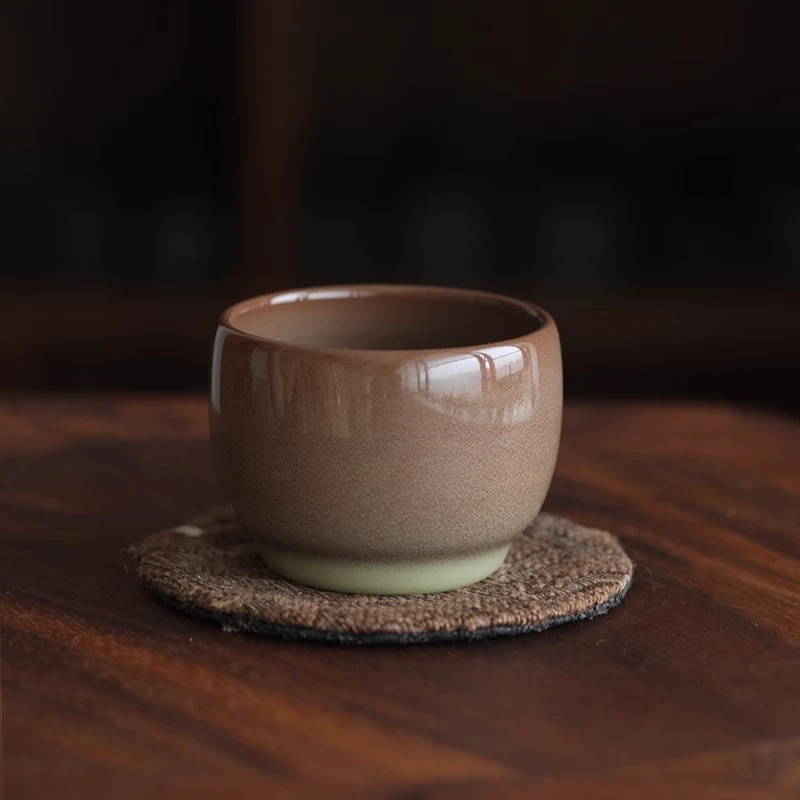 栗壳咖色宽口杯 直壁杯 陈卫武 龙泉青瓷 茶杯 主人杯 窑变