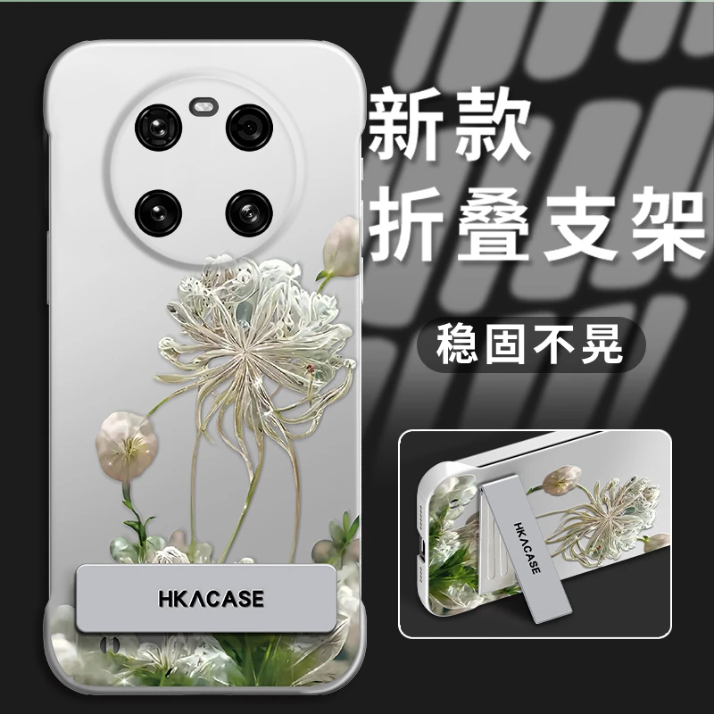 适用于华为mate40e手机壳银色无边框彼岸花防摔保护套