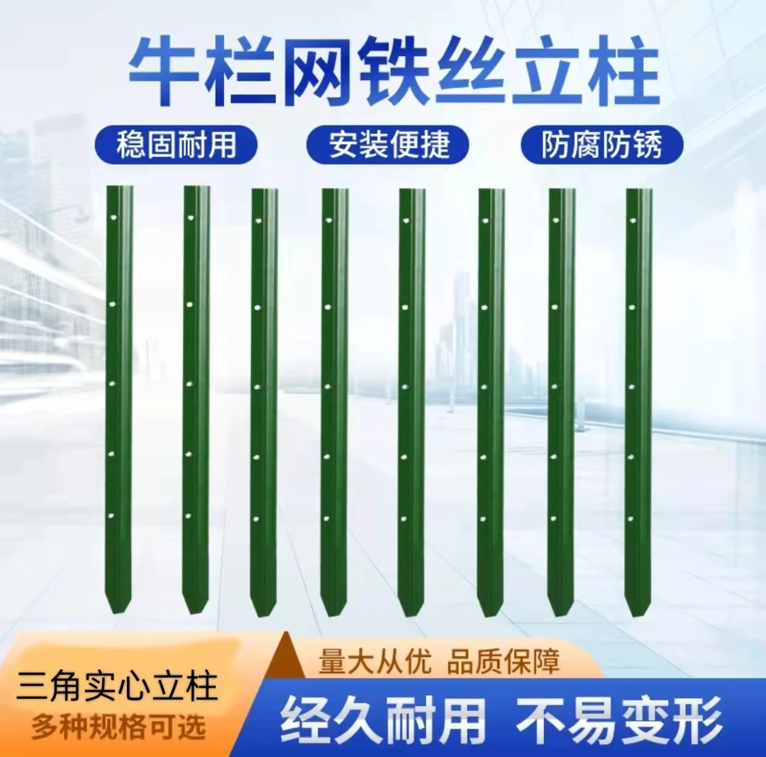 加厚铁立柱实心养殖立柱立柱三角养殖防护网护栏围栏网养殖网简约