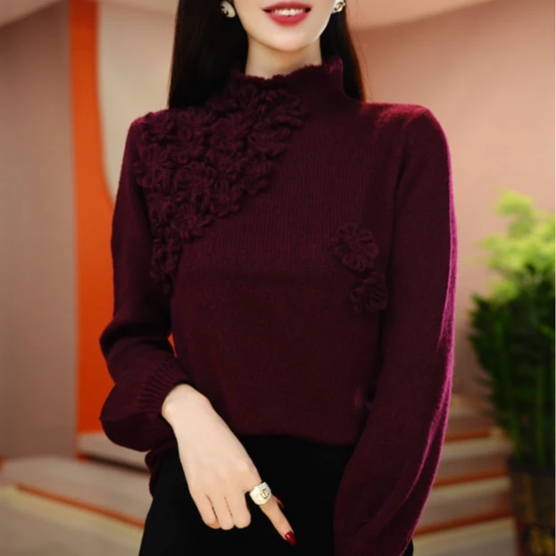 【艾知家】2025秋冬新款时尚长袖气质洋气立领上衣YMS001