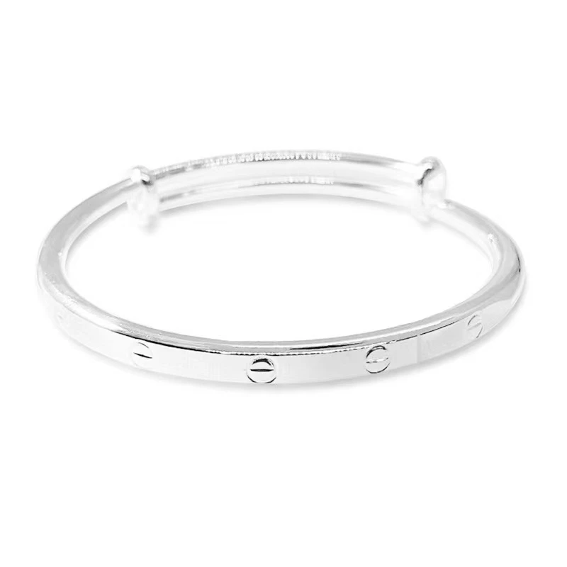 足银手镯 999.9 【34】20g 幸运草推拉手镯简约经典百搭