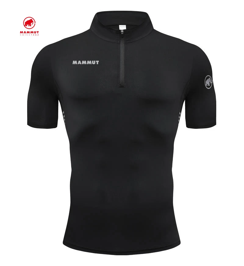 Mammut/猛犸象速干紧身衣户外运动T恤夏季轻薄透气半拉链短袖上衣