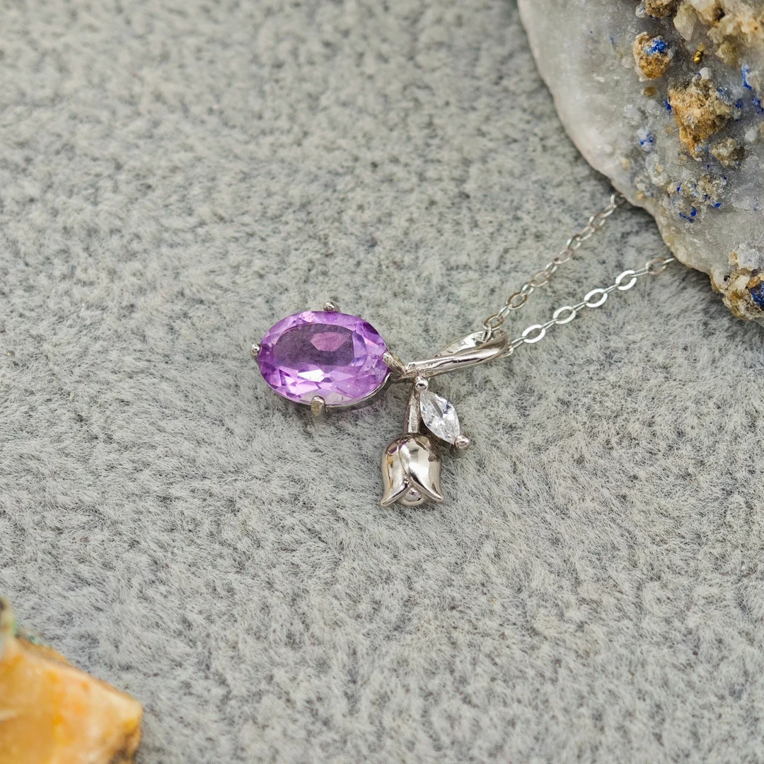 925银紫水晶郁金香吊坠/ZSJDZ-F1