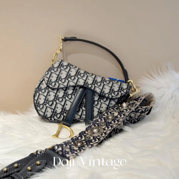 大吉中古/Dior迪奥老花刺绣mini马鞍斜挎包