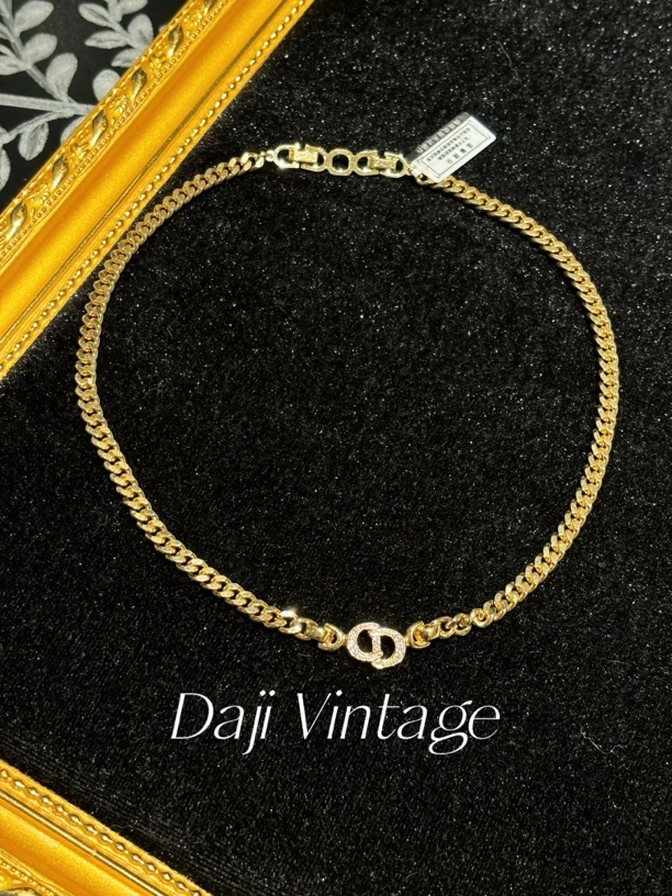 95新 DIOR/迪奥 大吉中古/Dior迪奥cd八钻粗链条项链