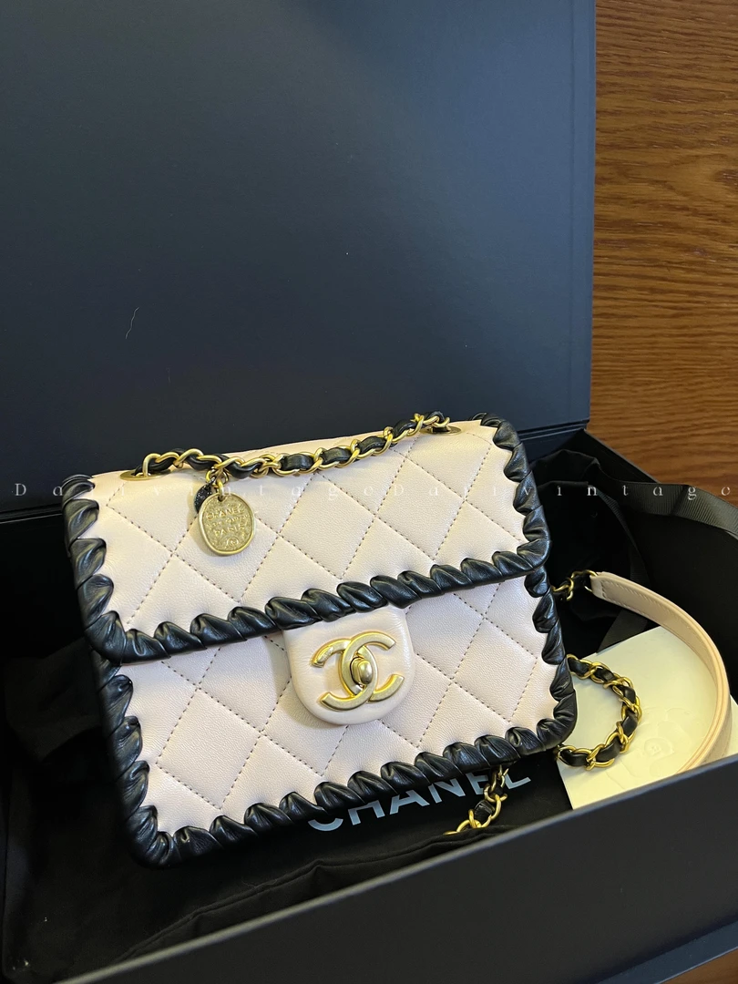 99新 Chanel/香奈儿 大吉中古/Chanel香奈儿金扣编织单肩斜挎包