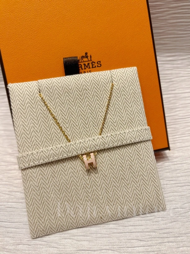 95新 Hermes/爱马仕 爱马仕粉金小号popH项链