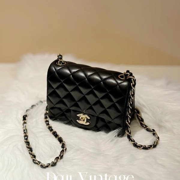 大吉中古/Chanel黑金方胖子斜挎包
