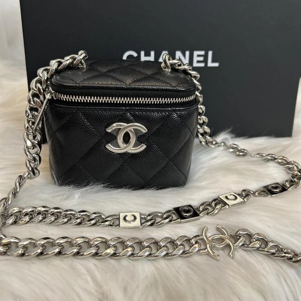大吉中古/Chanel香奈儿黑银珐琅链条小盒子斜挎包