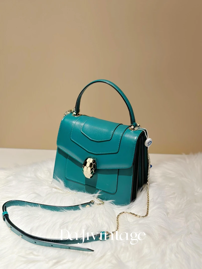 99新 BVLGARI/宝格丽 大吉中古/宝格丽蛇头手柄风琴斜挎包