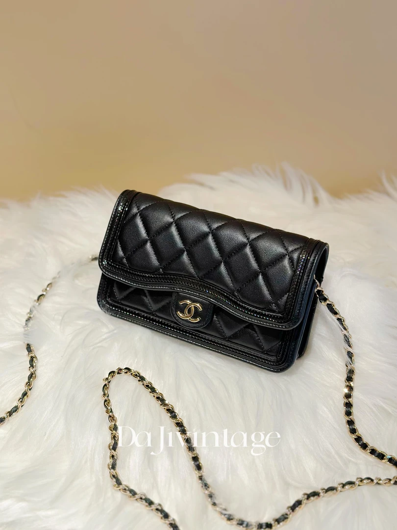 99新 Chanel/香奈儿 大吉中古/Chanel香奈儿漆皮包边小woc斜挎包