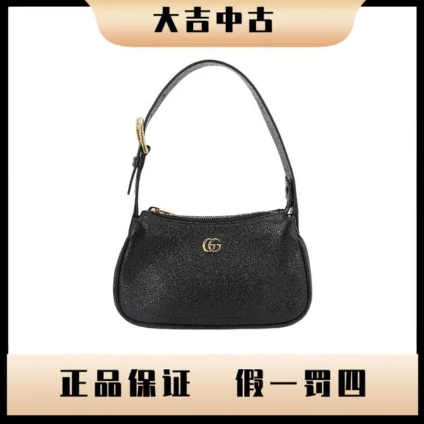 大吉中古/Gucci古驰黑金mini腋下包