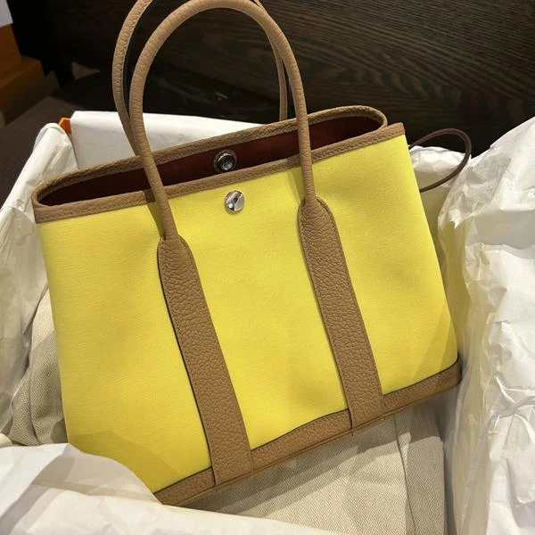 大吉中古/Hermes爱马仕柠檬黄饼干色花园30