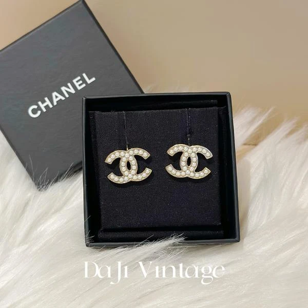 大吉中古/Chanel香奈儿双c珍珠耳钉