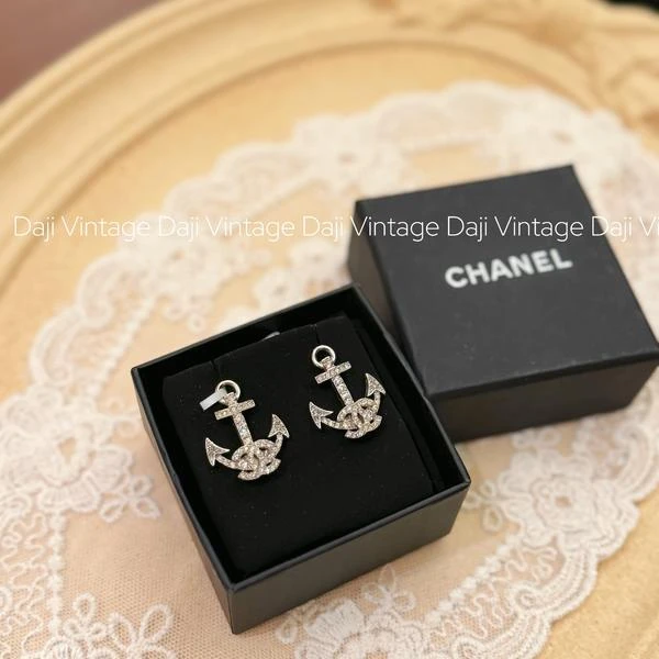 大吉中古/Chanel香奈儿船锚水钻耳钉