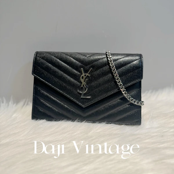 大吉中古/ysl 兰黑银信封包斜挎包