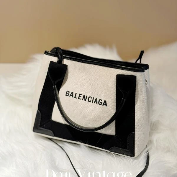 大吉中古/巴黎世家黑白navy托特手提斜挎包