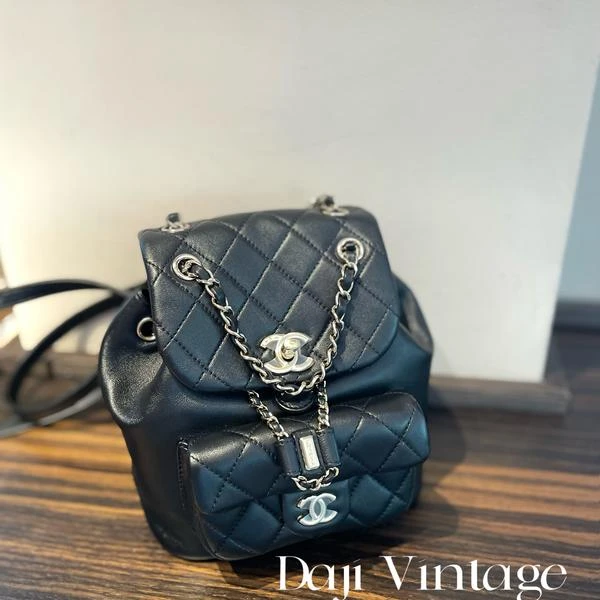 大吉中古/Chanel香奈儿黑金小号duma双肩包