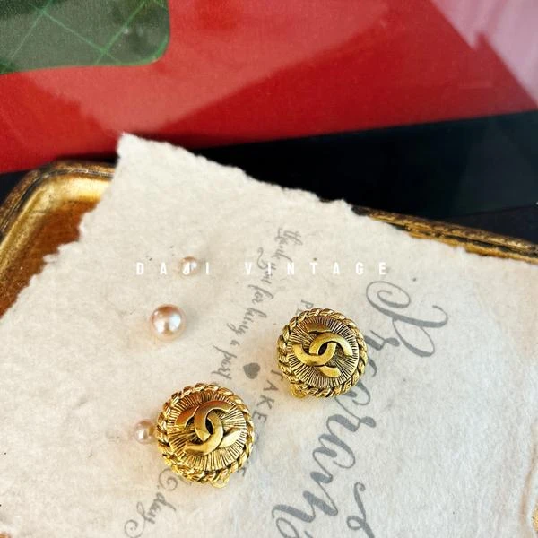 大吉中古/Chanel双C麻花Vintage耳夹