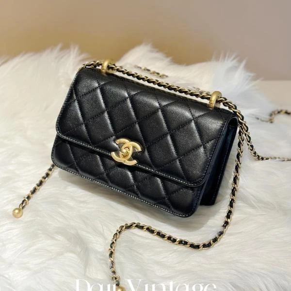 大吉中古/Chanel香奈儿24c黑金双金珠19斜挎包