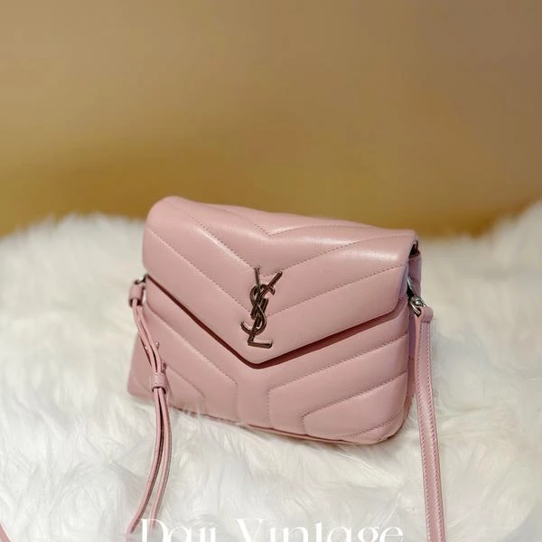 大吉中古/ysl圣罗兰粉银迷你loulou斜挎包