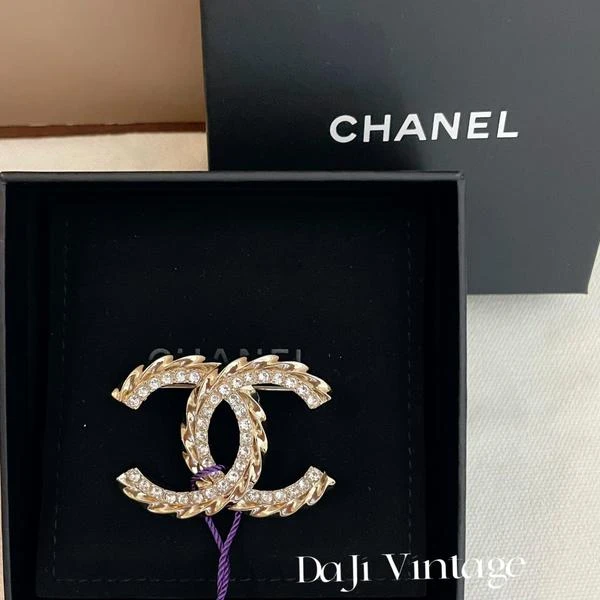 大吉中古/Chanel香奈儿波浪纹经典双C带钻胸针